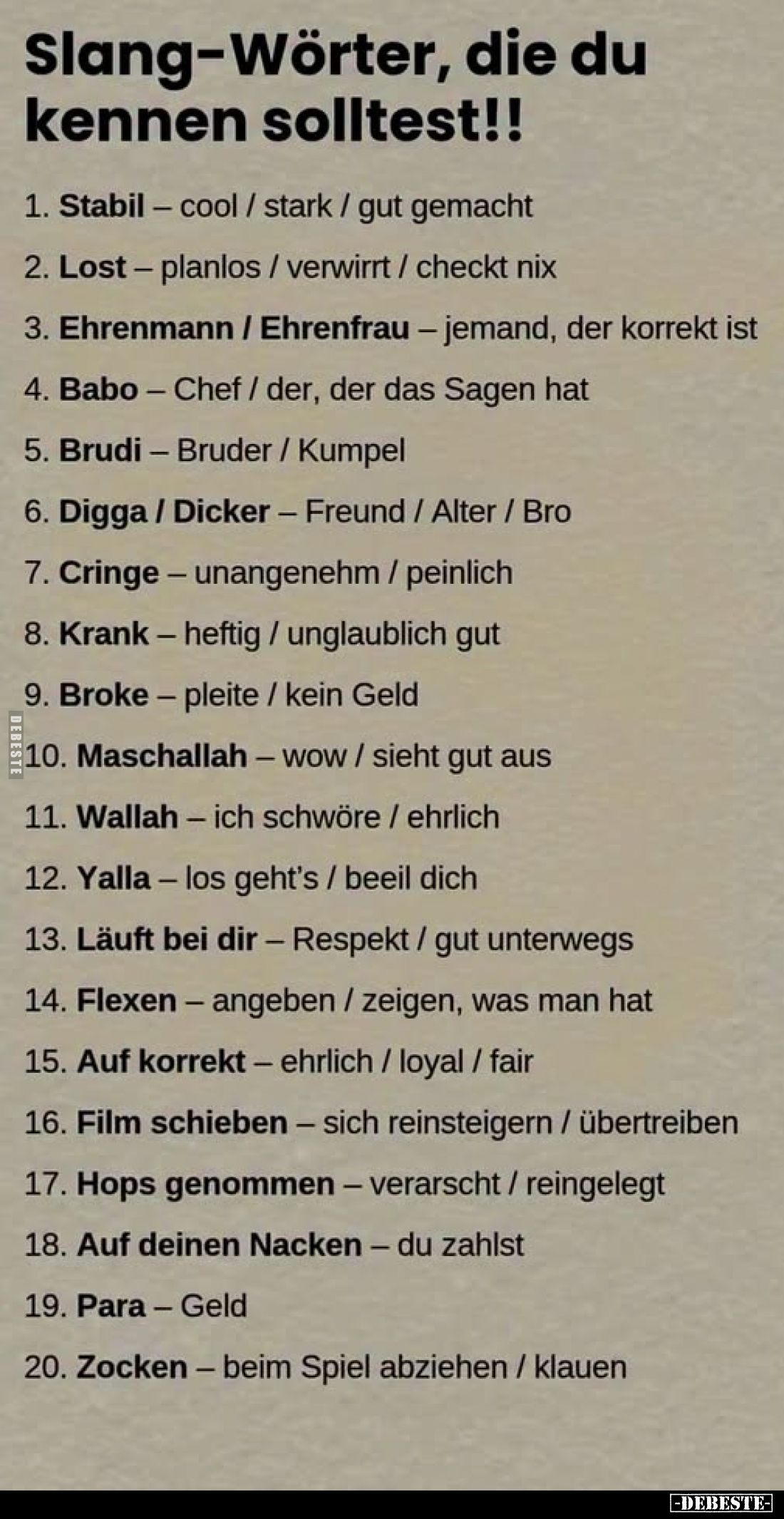 Slang-Wörter, die du kennen solltest!!