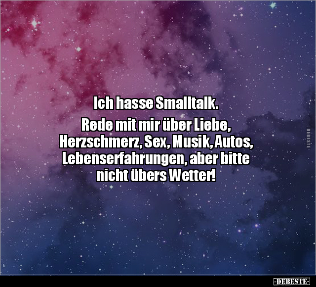 Ich hasse Smalltalk. Rede mit mir über Liebe.. - Lustige Bilder | DEBESTE.de
