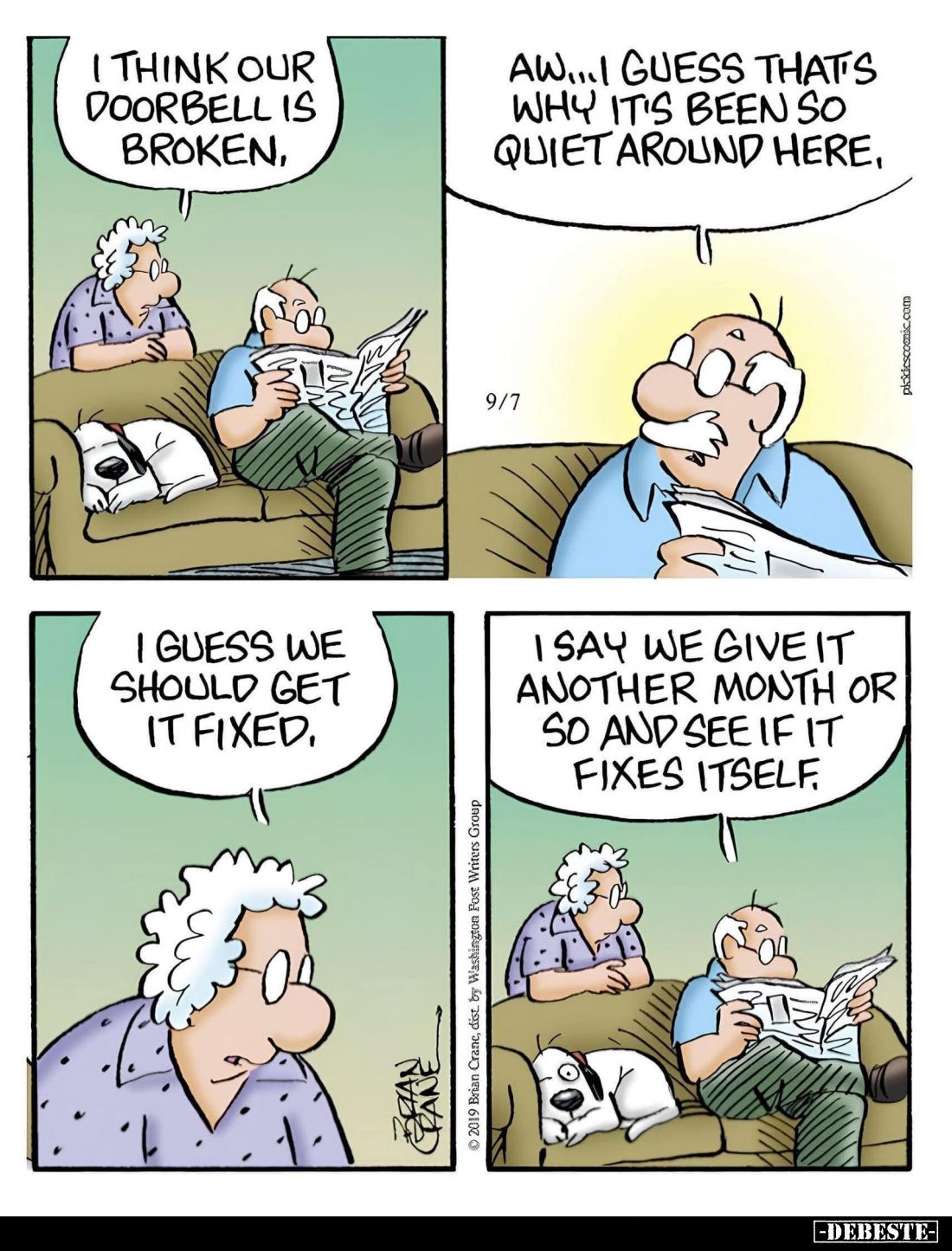 I think our doorbell is broken. -
Aw...I guess that's why it's been so quiet around here. - I guess we should get it fixed. ...