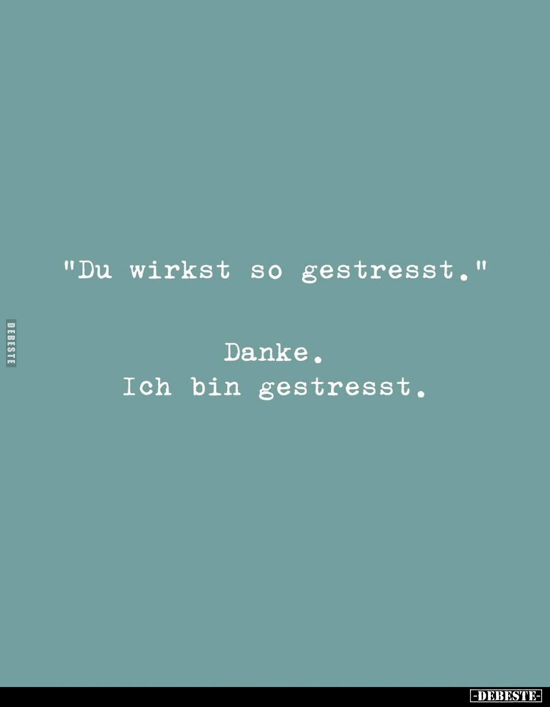 "Du wirkst so gestresst." -
Danke. Ich bin gestresst.