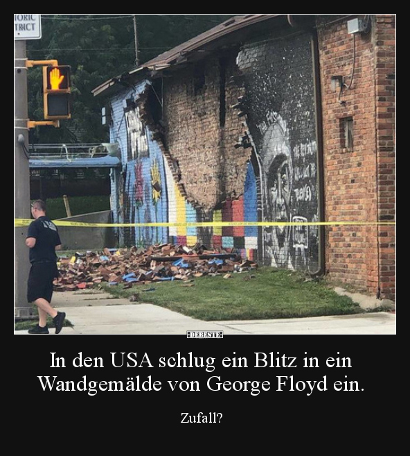 In den USA schlug ein Blitz in ein Wandgemälde von George.. - Lustige Bilder | DEBESTE.de