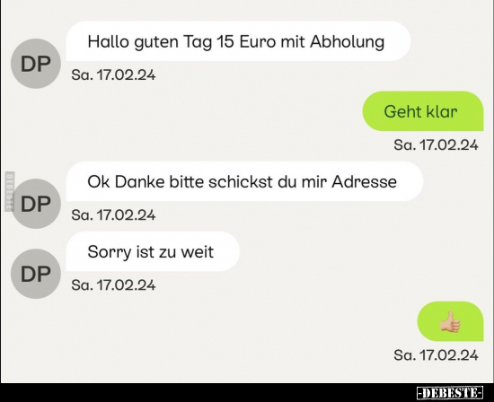 Hallo guten Tag 15 Euro mit Abholung.. - Lustige Bilder | DEBESTE.de