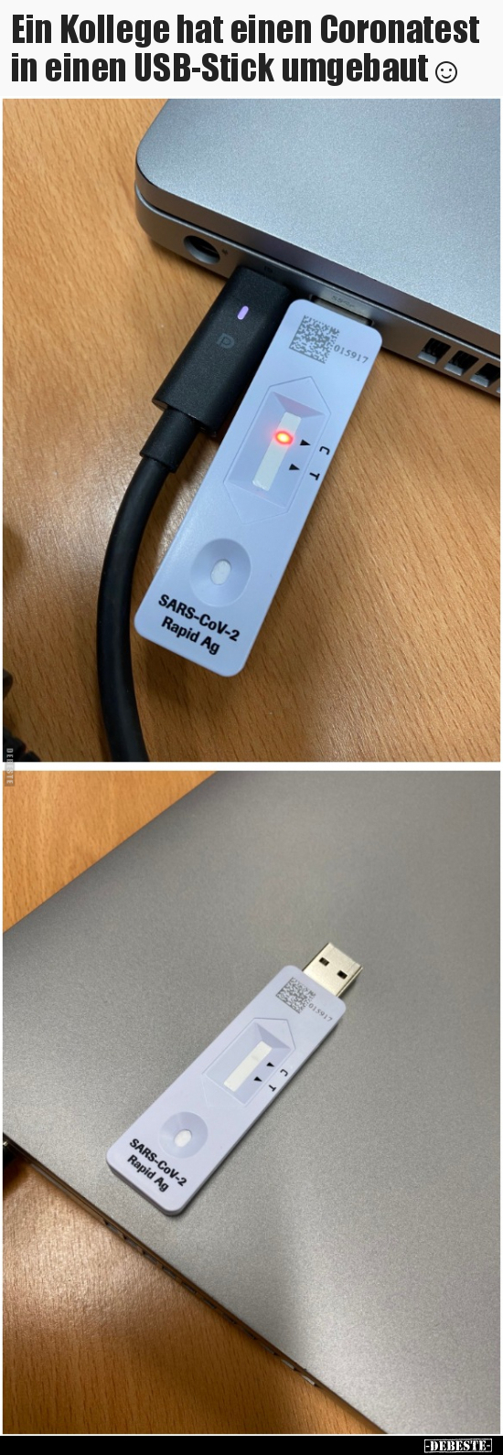Ein Kollege hat einen Coronatest in einen USB-Stick.. - Lustige Bilder | DEBESTE.de