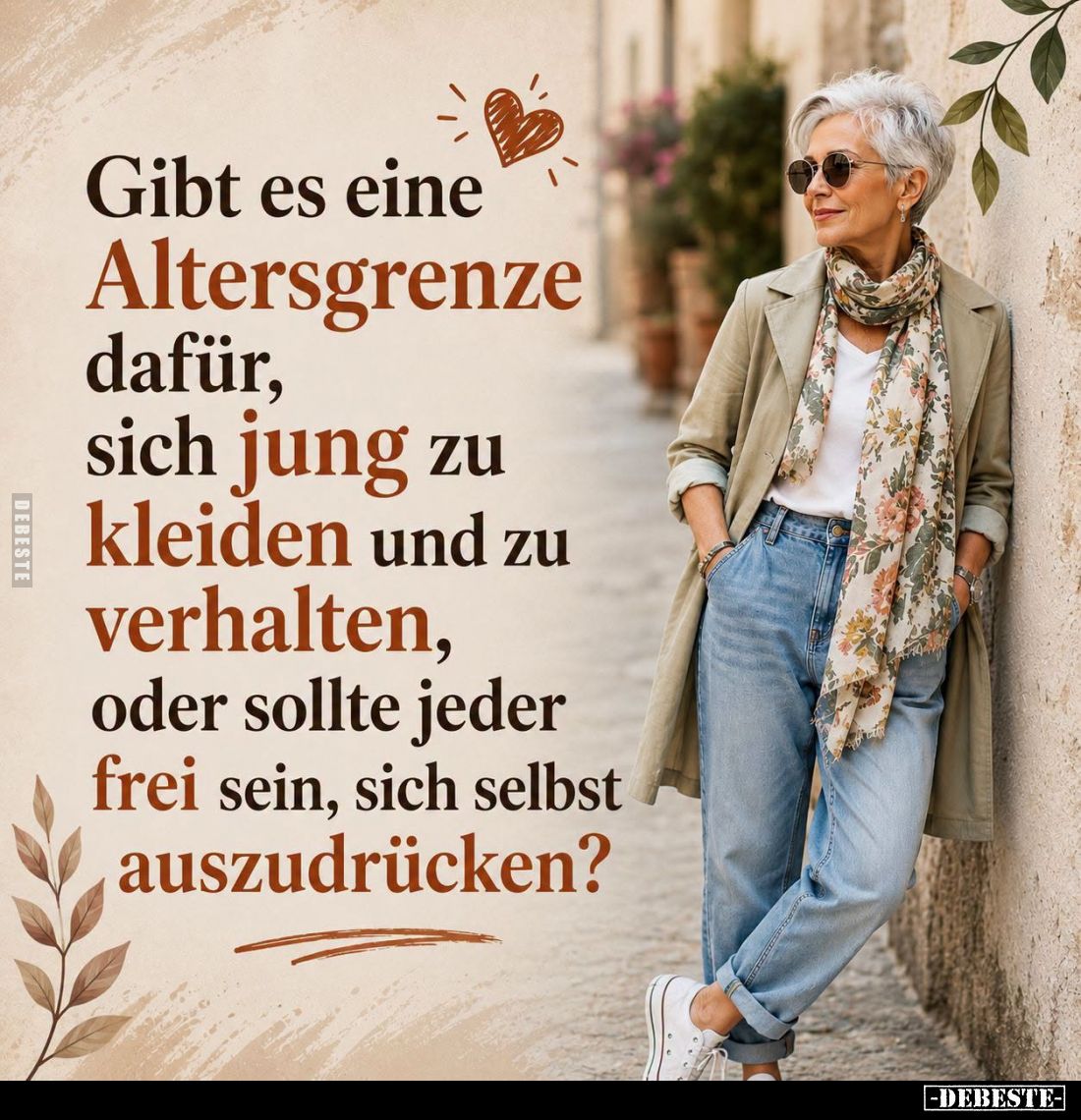 Gibt es eine Altersgrenze dafür, sich jung zu kleiden und zu verhalten, oder sollte jeder frei sein, sich selbst auszudrücken...