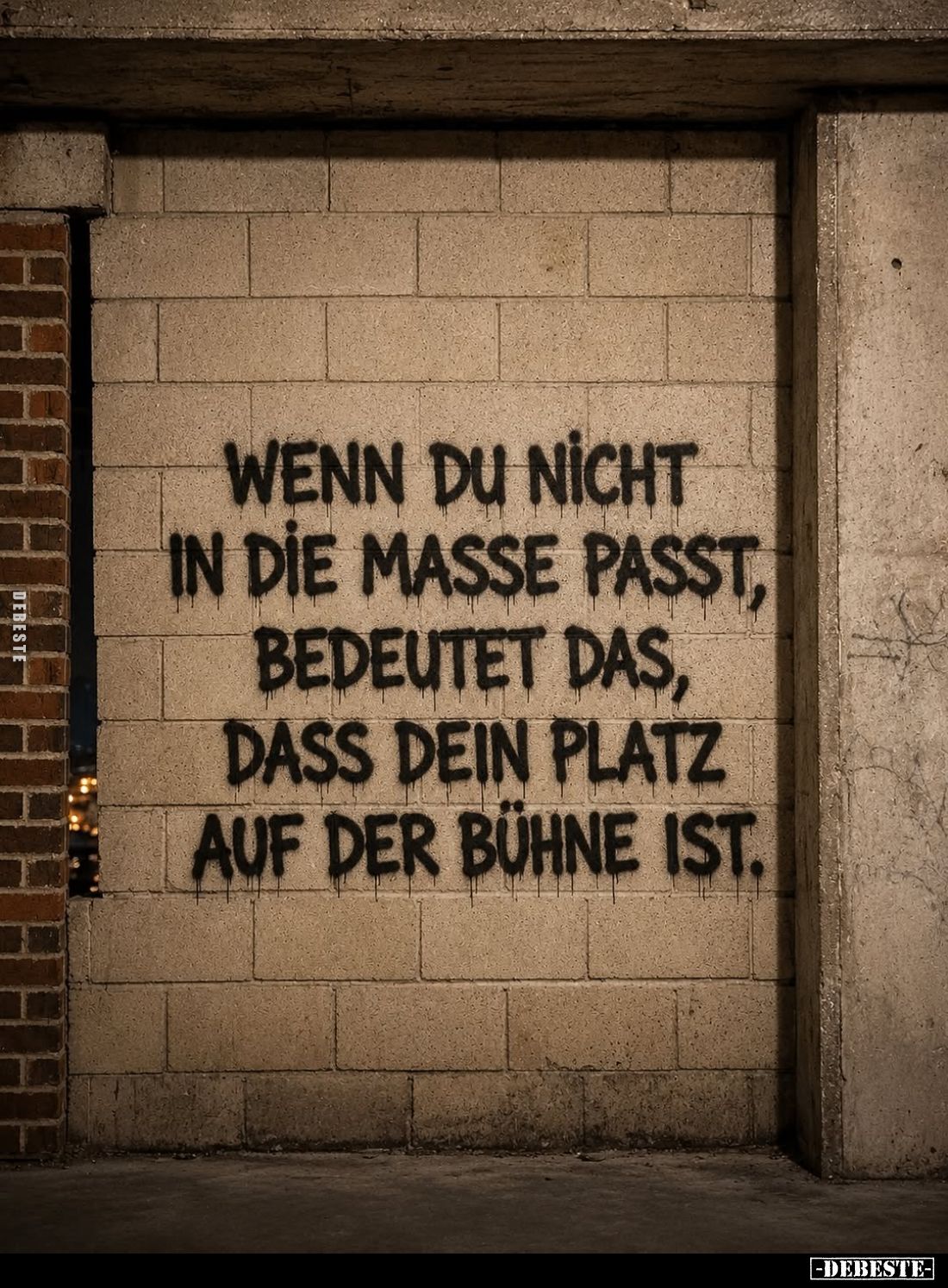 Wenn du nicht in die Masse passt, bedeutet das, dass dein Platz auf der Bühne ist.