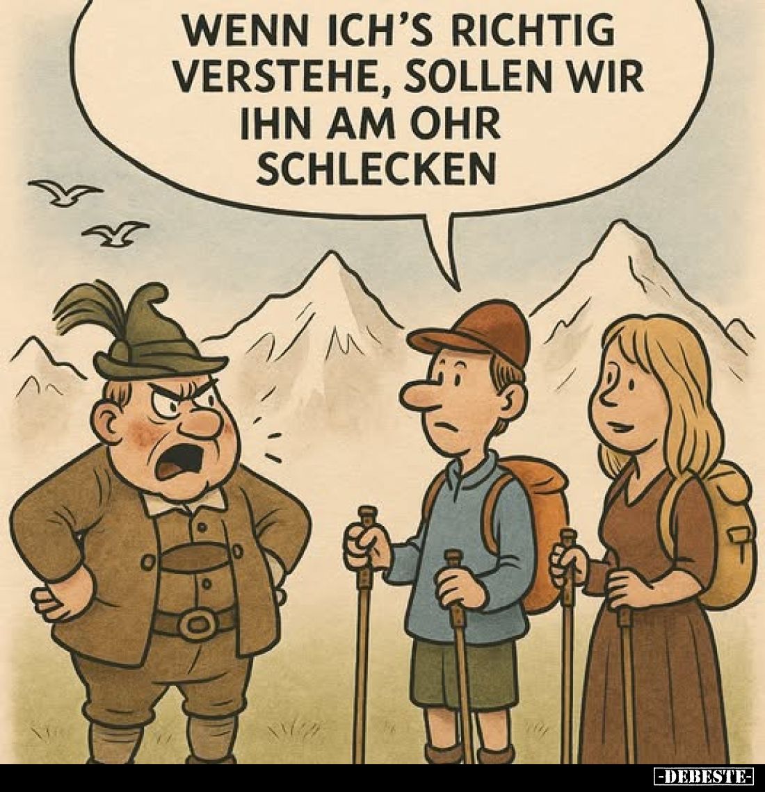 Wenn ich's richtig verstehe, sollen wir ihn am Ohr schlecken.