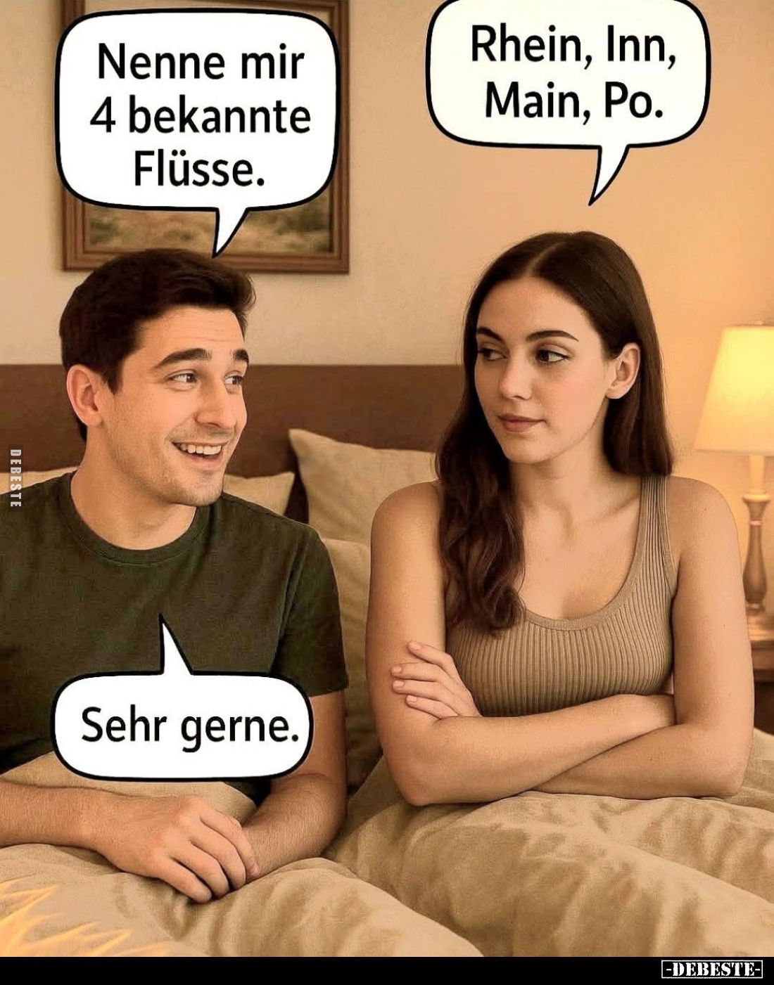 Nenne mir vier bekannte Flüsse. Rhein, Inn, Main, Po.. - Lustige Bilder | DEBESTE.de