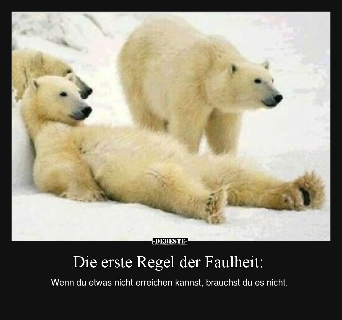 Die erste Regel der Faulheit: Wenn du etwas nicht erreichen kannst, brauchst du es nicht.