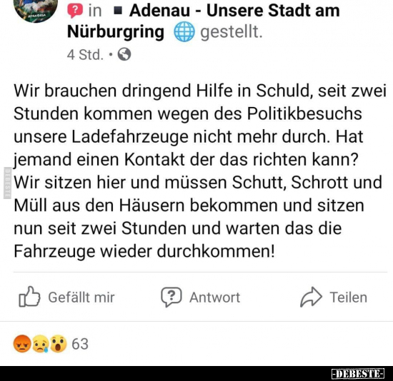 Wir brauchen dringend Hilfe in Schuld, seit zwei Stunden.. - Lustige Bilder | DEBESTE.de