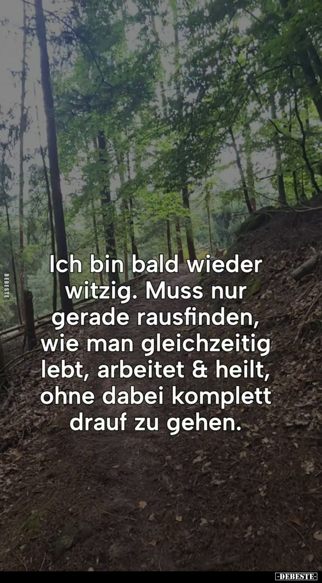 Ich bin bald wieder witzig. Muss nur gerade rausfinden, wie man gleichzeitig lebt, arbeitet & heilt, ohne dabei komplett ...