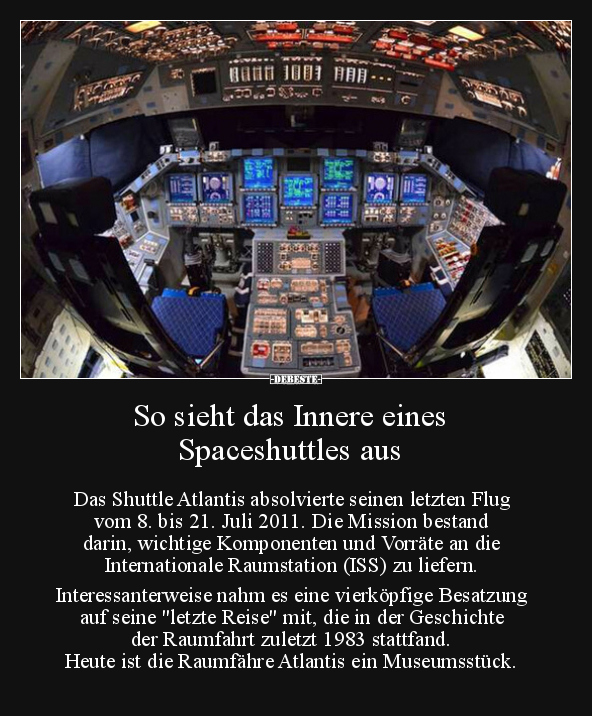 So sieht das Innere eines Spaceshuttles aus.. - Lustige Bilder | DEBESTE.de
