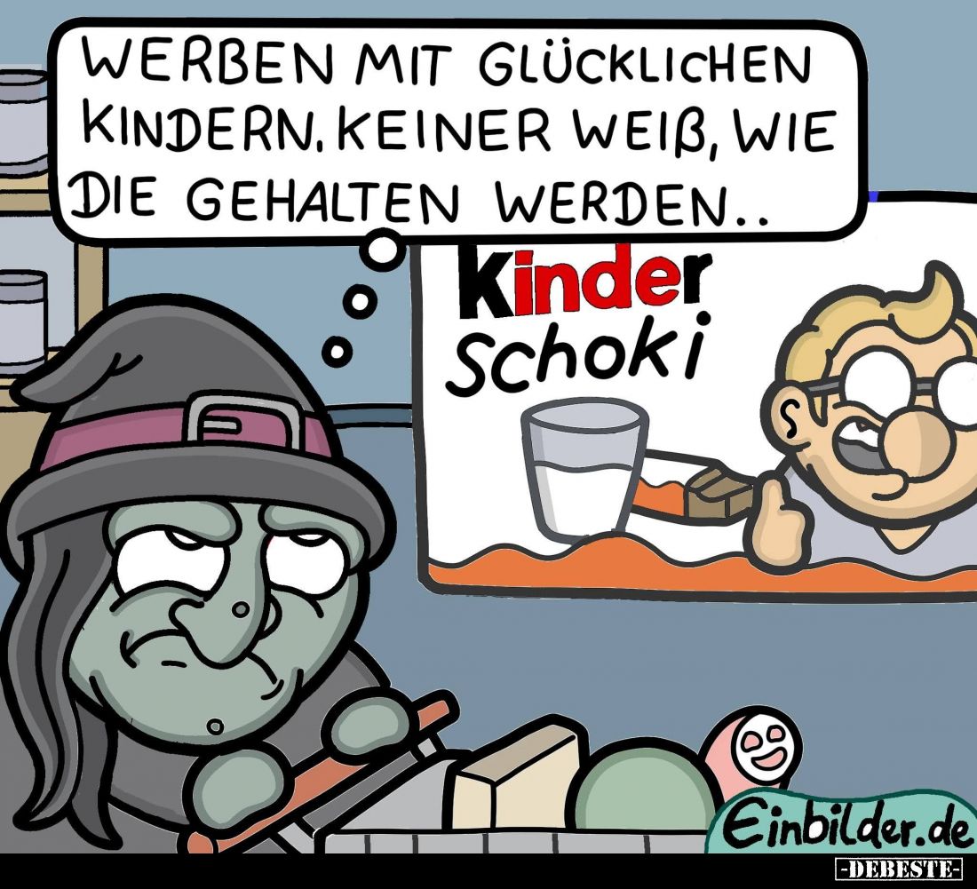 Werben mit glücklichen Kindern. Keiner weiß, wie die gehalten werden..