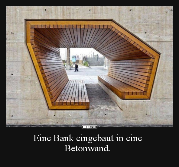 Eine Bank eingebaut in eine Betonwand...