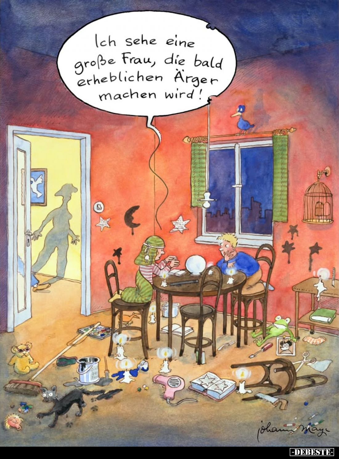 Ich sehe eine große Frau, die bald erheblichen Ärger machen wird!