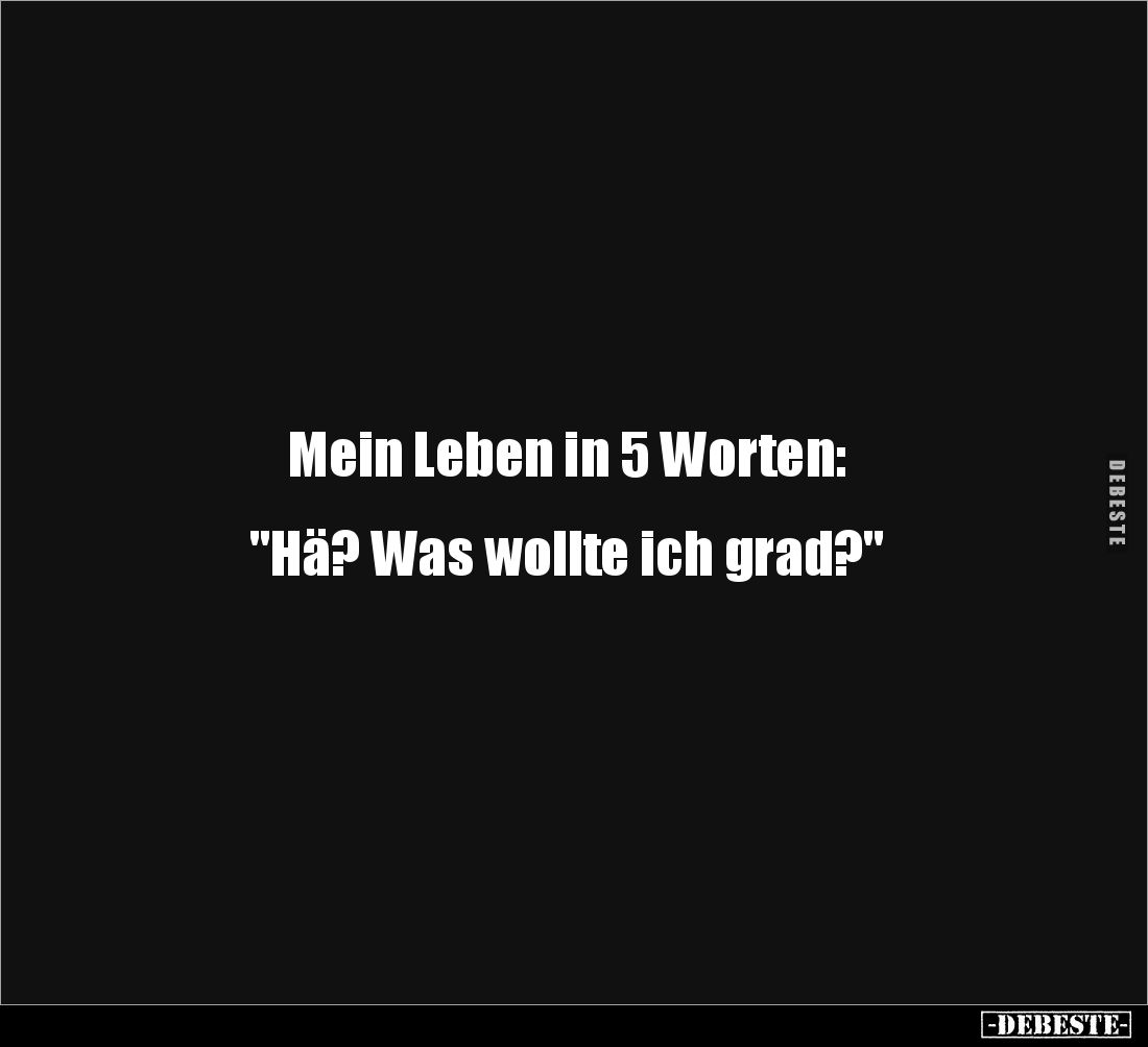 Mein Leben in 5 Worten: 


"Hä? Was wollte ich grad?"