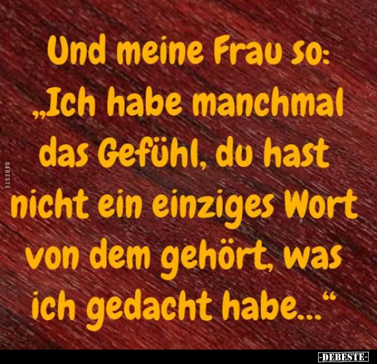 Und meine Frau so: "Ich habe manchmal das Gefühl, du hast.." - Lustige Bilder | DEBESTE.de