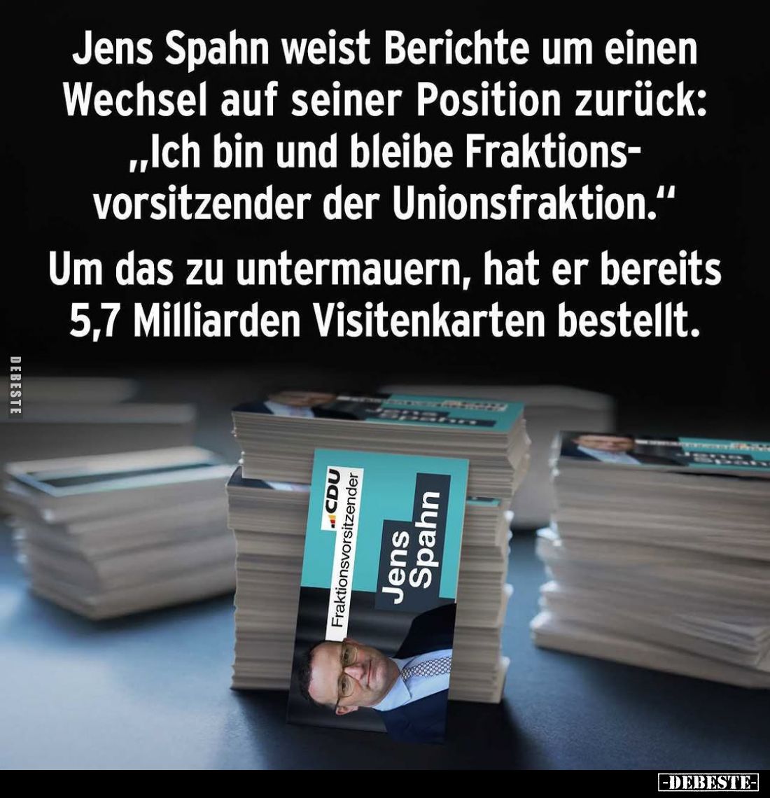 Jens Spahn weist Berichte um einen Wechsel auf seiner Position zurück:
"Ich bin und bleibe Fraktionsvorsitzender der Un...