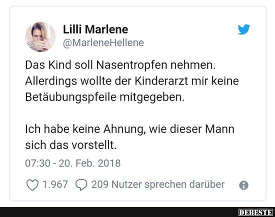 Das Kind soll Nasentropfen nehmen..