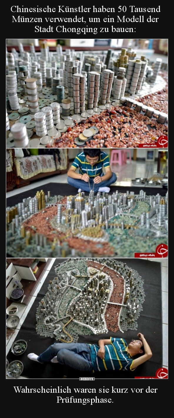 Chinesische Künstler haben 50 Tausend Münzen verwendet, um..
