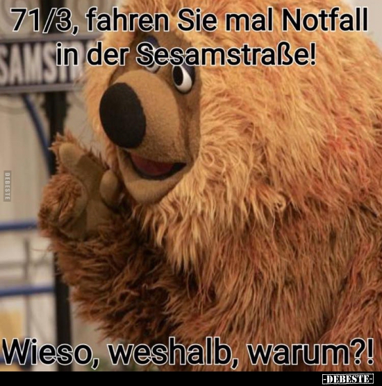 71/3, fahren Sie mal Notfall in der Sesamstraße!.. - Lustige Bilder | DEBESTE.de