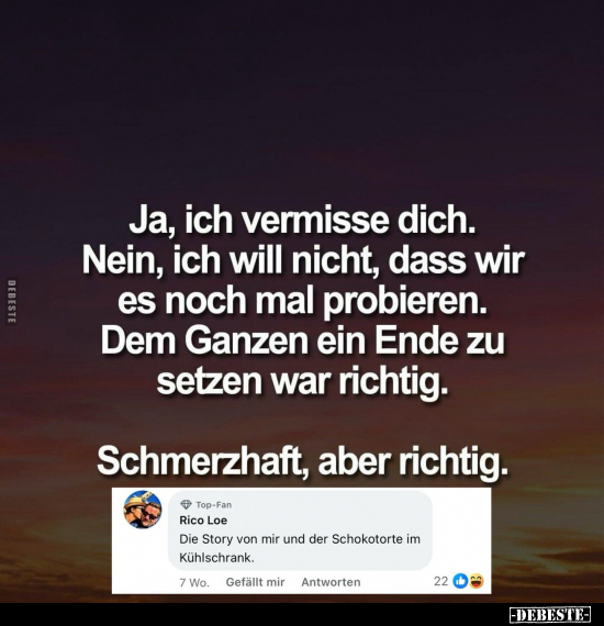 Ich Vermisse Dich, Vermisse Dich, Nein, Ende, Richtig