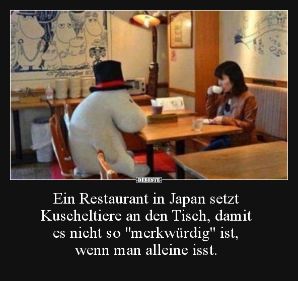 Ein Restaurant in Japan setzt Kuscheltiere an den Tisch.. - Lustige Bilder | DEBESTE.de