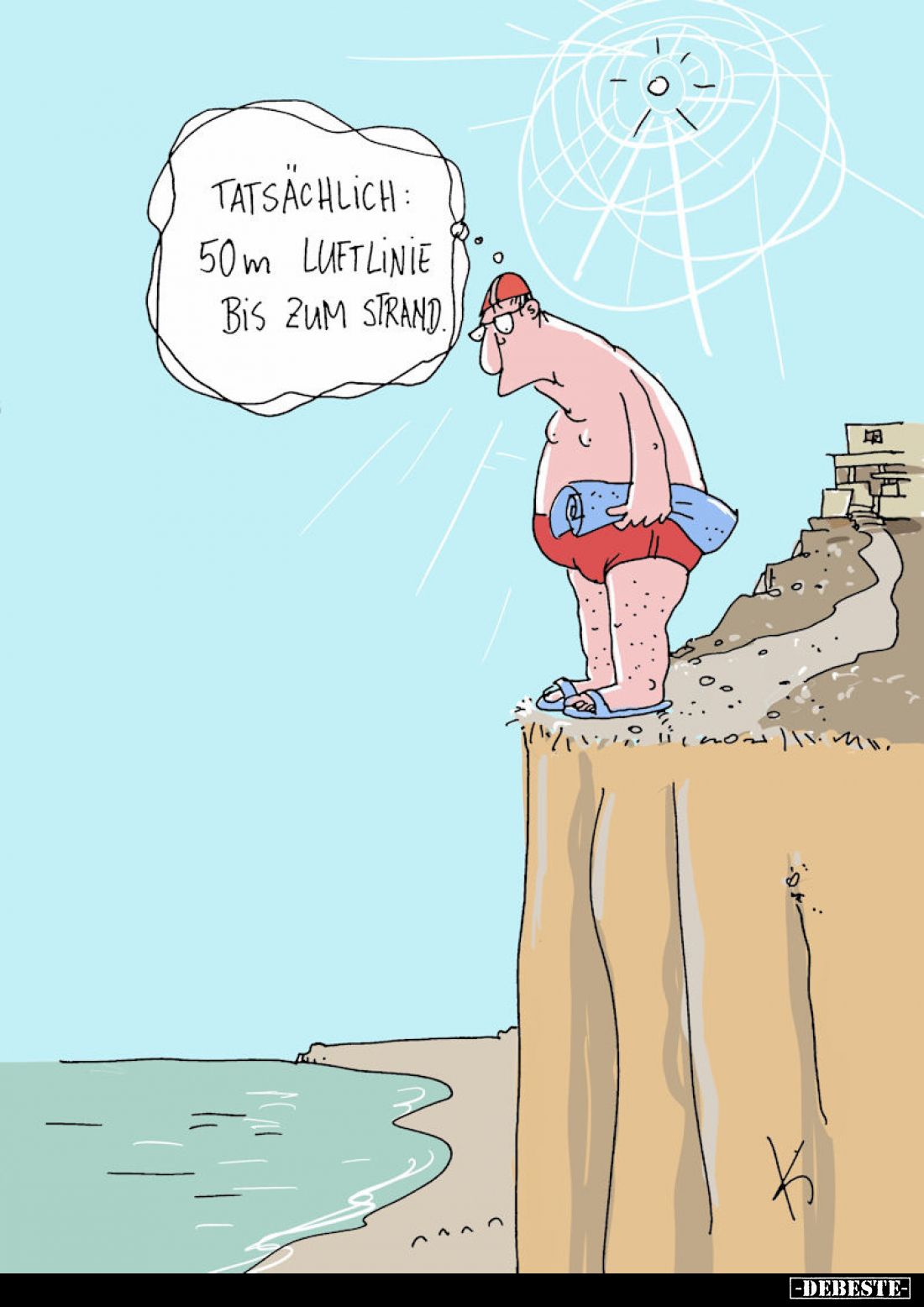 Tatsächlich:
50m Luftlinie
bis zum Strand.