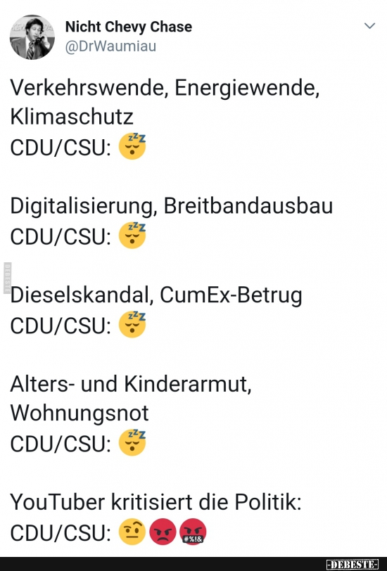 Verkehrswende, Energiewende, Klimaschutz CDU/CSU...  - Lustige Bilder | DEBESTE.de