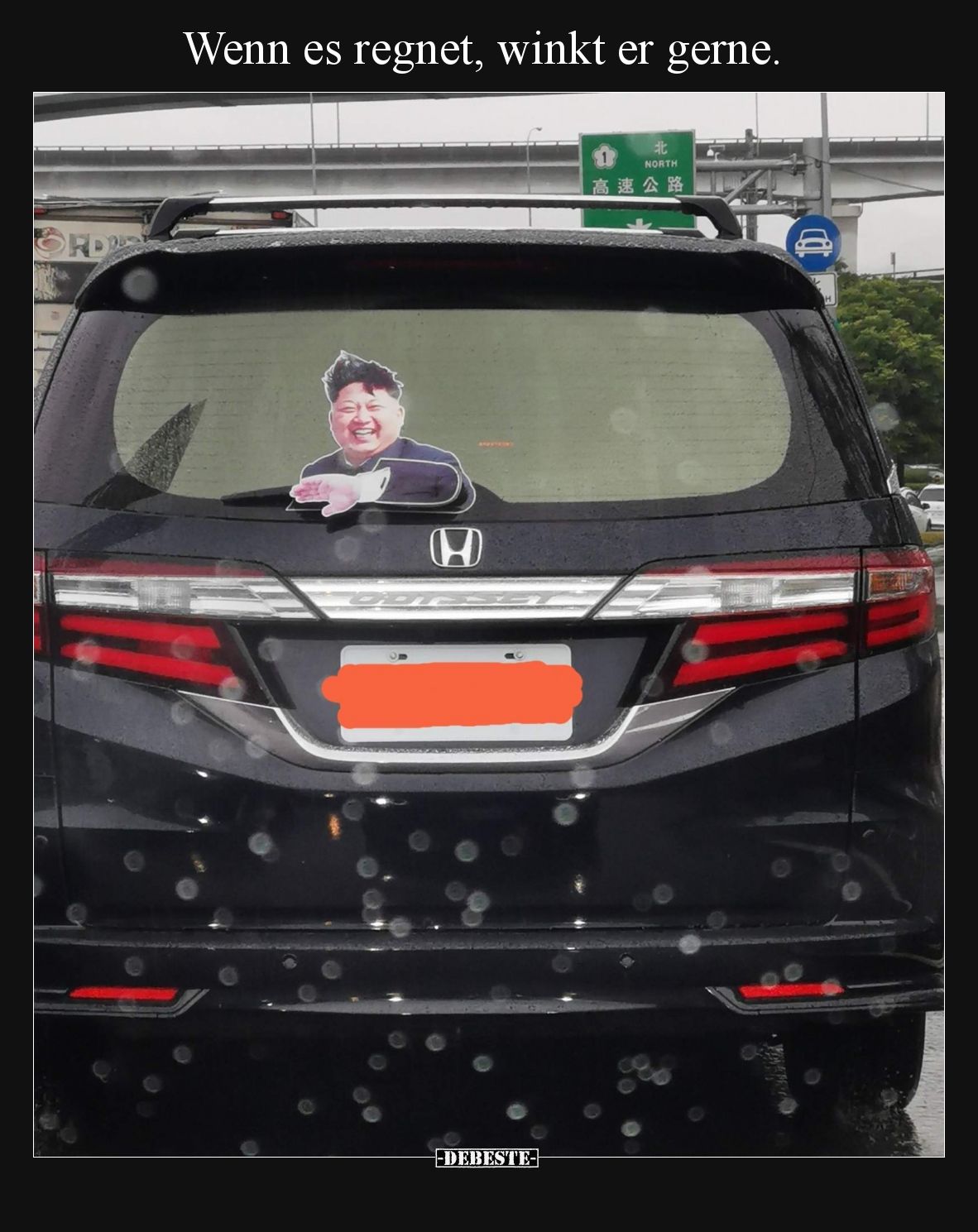 Wenn es regnet, winkt er gerne.