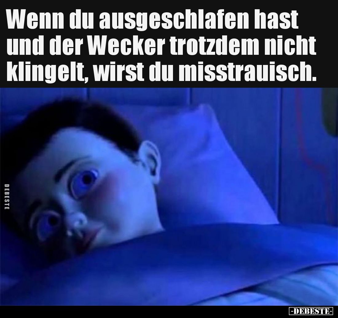 Wenn du ausgeschlafen hast und der Wecker trotzdem nicht klingelt, wirst du misstrauisch.