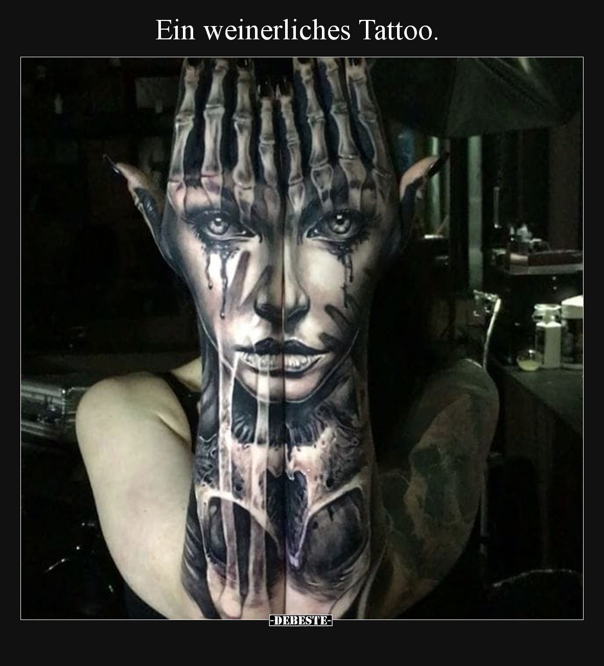 Ein weinerliches Tattoo.