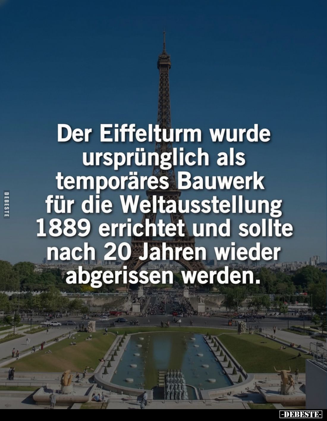 Der Eiffelturm wurde ursprünglich als temporäres Bauwerk für die Weltausstellung 1889 errichtet und sollte nach 20 Jahren wie...