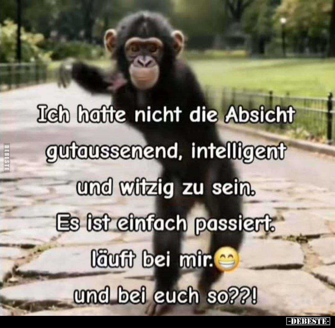 Ich hatte nicht die Absicht gutaussenend, intelligent und witzig zu sein. Es ist einfach passiert. läuft bei mir. und bei euc...
