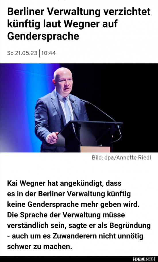Berliner Verwaltung verzichtet künftig laut Wegner.. - Lustige Bilder | DEBESTE.de