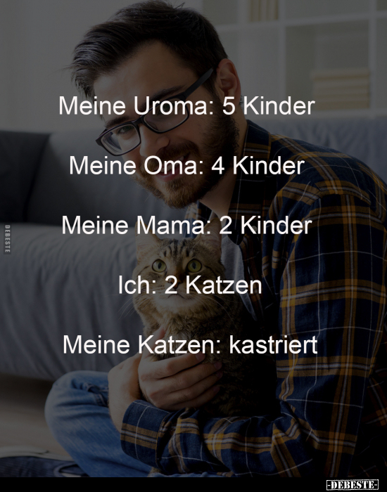 Uroma, Kinder, Mama, Katzen