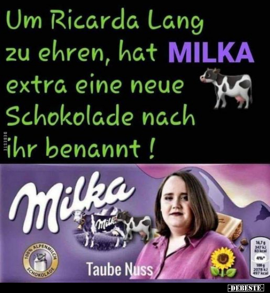 Um Ricarda Lang zu ehren, hat MILKA extra eine neue.. - Lustige Bilder | DEBESTE.de