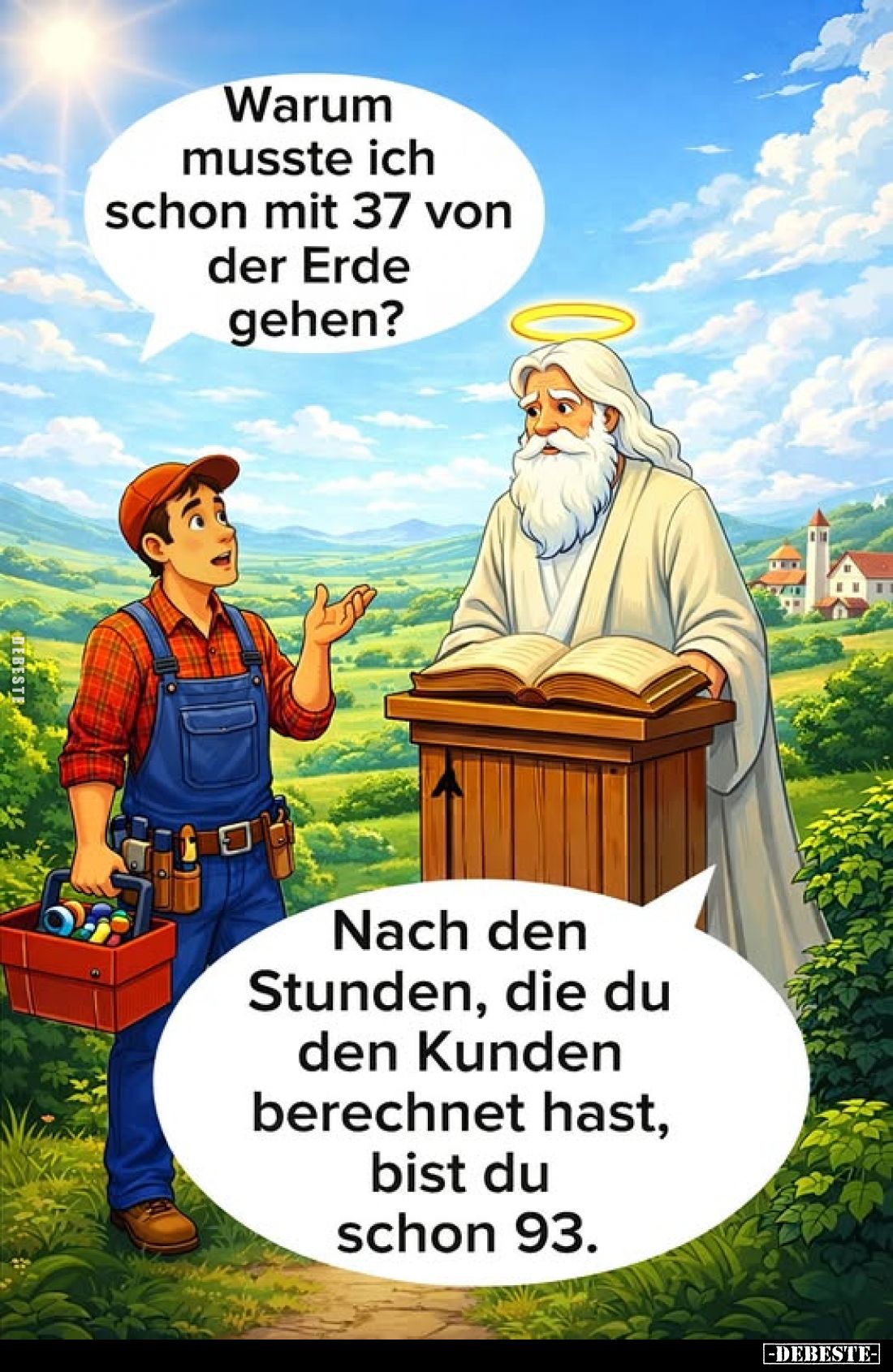 Warum musste ich schon mit 37 von der Erde gehen?
-
Nach den Stunden, die du den Kunden berechnet hast, bist du schon 93.