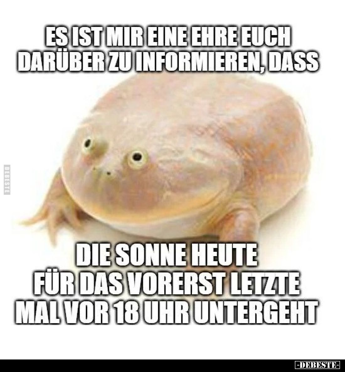 Es ist mir eine Ehre euch darüber zu informieren, dass
die Sonne heute für das vorerst letzte mal vor 18 Uhr untergeht.