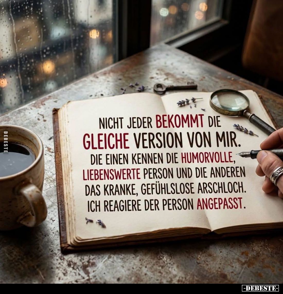 Nicht jeder bekommt die gleiche Version von mir. Die einen kennen die humorvolle, liebenswerte Person und die anderen das kra...