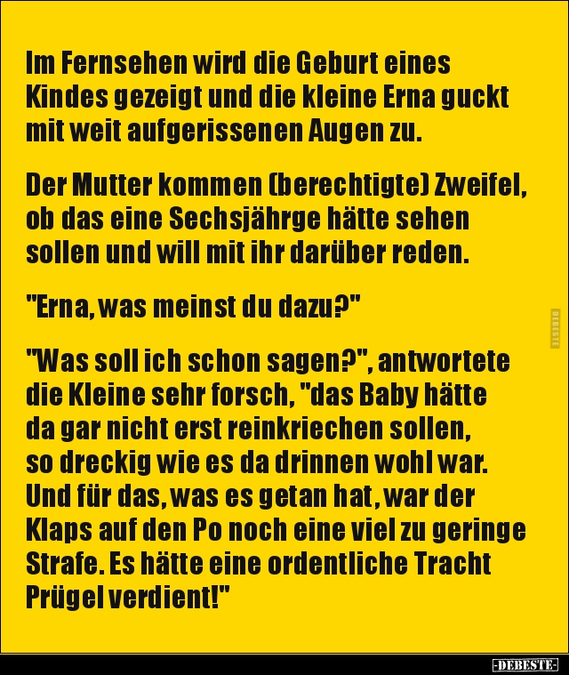Im Fernsehen wird die Geburt eines Kindes gezeigt und die.. - Lustige Bilder | DEBESTE.de