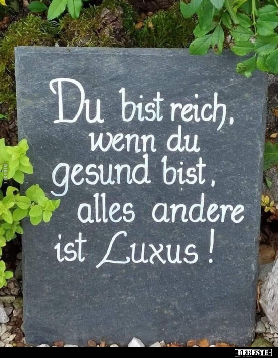 Du bist reich, wenn du du gesund bist, alles andere ist Luxus!.. - Lustige Bilder | DEBESTE.de