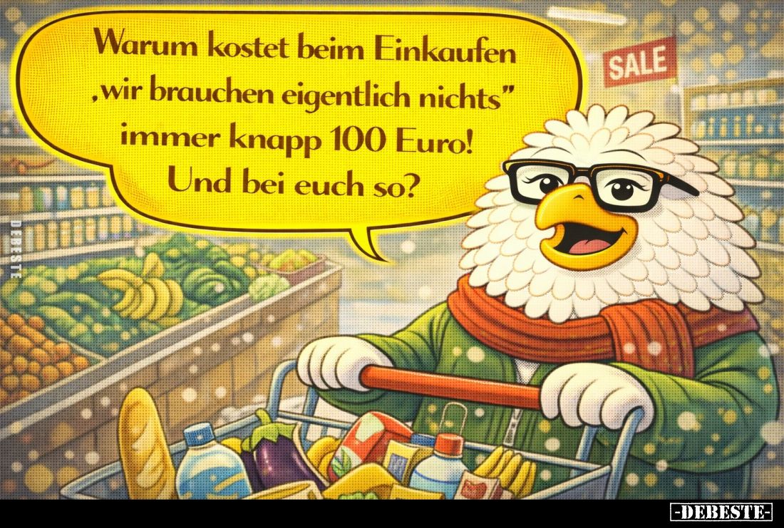 Warum kostet beim Einkaufen "wir brauchen eigentlich nichts" immer knapp 100 Euro! Und bei euch so?