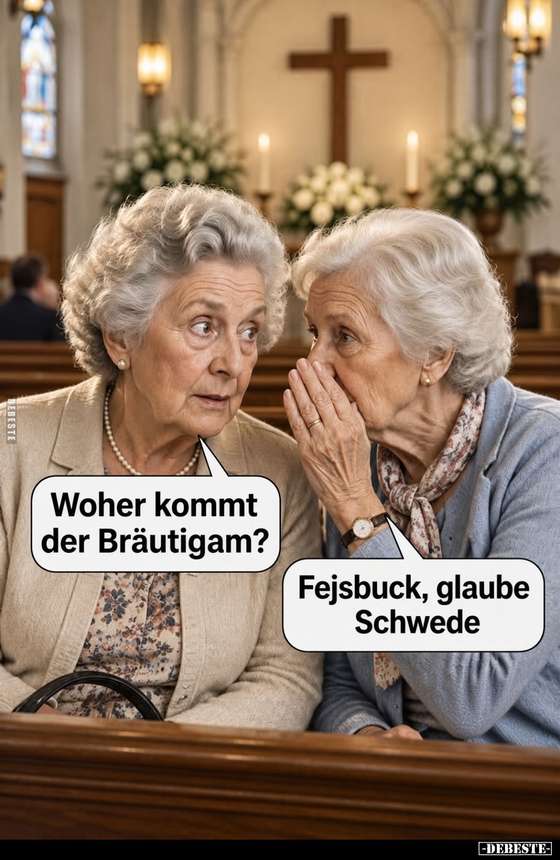 Woher kommt der Bräutigam?
Fejsbuck, glaube Schwede.
