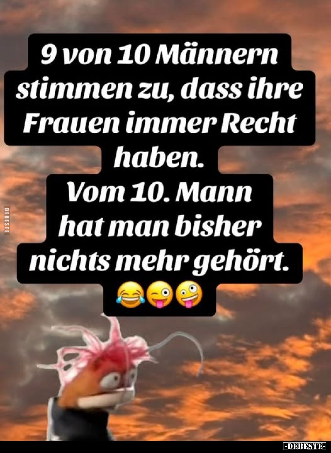 9 von 10 Männern stimmen zu, dass ihre Frauen immer Recht haben..