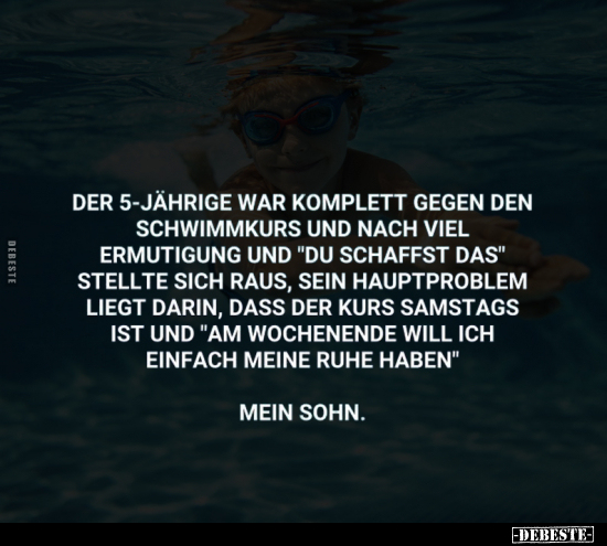 Der 5-jährige war komplett gegen den Schwimmkurs.. - Lustige Bilder | DEBESTE.de