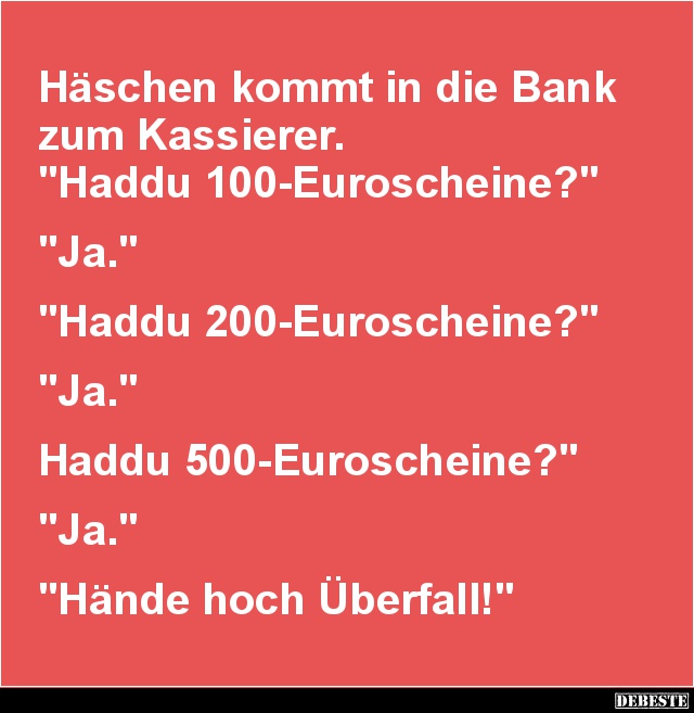 Häschen kommt in die Bank zum Kassierer... - Lustige Bilder | DEBESTE.de