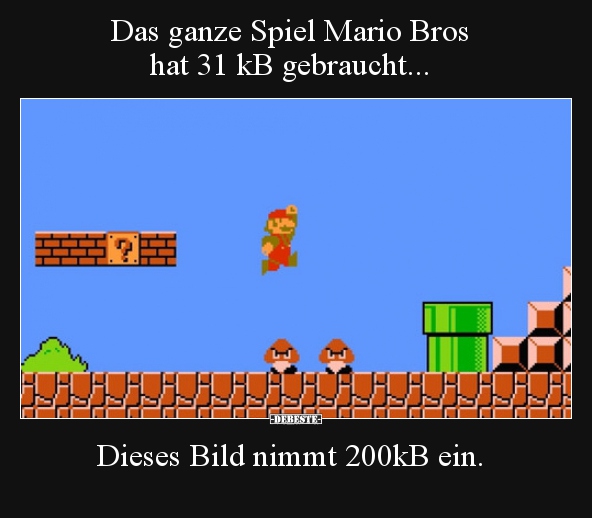 Das ganze Spiel Mario Bros hat 31 kB gebraucht..