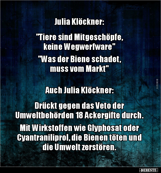 Julia Klöckner:  "Tiere sind Mitgeschöpfe, keine.." - Lustige Bilder | DEBESTE.de