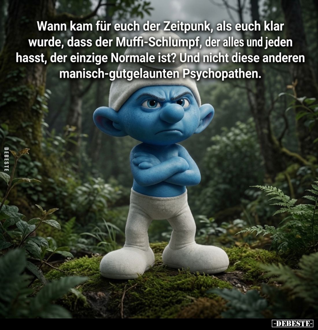 Wann kam für euch der Zeitpunk, als euch klar wurde, dass der Muffi-Schlumpf, der alles und jeden hasst, der einzige Normale ...