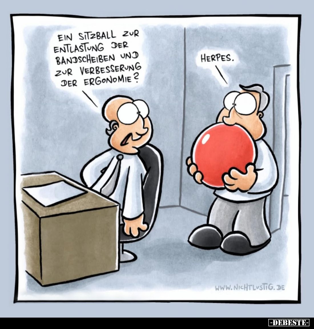 Ein Sitzball zur Entlastung der Bandscheiben und zur Verbesserung der Ergonomie? - Herpes.